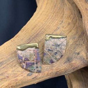 Patinated Copper and Brass Earrings